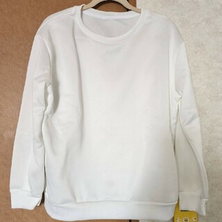 シーイン(SHEIN)の◆SHEINスウェットM新品（White）無地柄サマーマル裏地◆(トレーナー/スウェット)