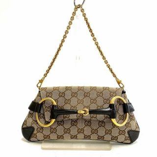 グッチ(Gucci)のGUCCI(グッチ) ハンドバッグ GG柄 ホースビット 114923 ベージュ×ダークブラウン×ゴールド チェーンハンドル着脱可 ジャガード×レザー×金属素材(ハンドバッグ)