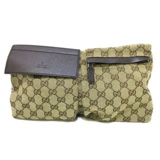 グッチ(Gucci)のGUCCI(グッチ) ウエストポーチ GG柄 28566 ベージュ×ダークブラウン ジャガード×レザー(ボディバッグ/ウエストポーチ)