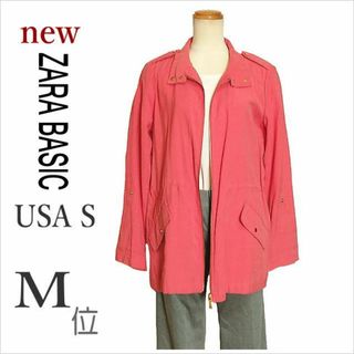 ザラ(ZARA)の未使用〈ZARA BASIC〉コーラルピンク系ジップアップブルゾン 薄手 M位(ブルゾン)