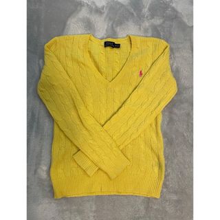 ポロラルフローレン(POLO RALPH LAUREN)のラルフローレン　ケーブルニット　美品　イエロー　XS(ニット/セーター)