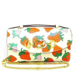 グッチ(Gucci)のGUCCI(グッチ) ショルダーバッグ レディース美品  ズゥミ 564718 アイボリー×レッド×マルチ イチゴ/チェーンショルダー/ストラップ着脱可/3way/ミニバッグ/2019SS レザー(ショルダーバッグ)