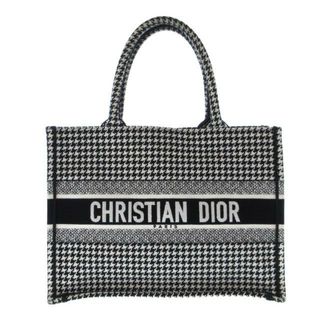 クリスチャンディオール(Christian Dior)のDIOR/ChristianDior(ディオール/クリスチャンディオール) トートバッグ ブックトートミディアムバッグ/旧スモール 黒×白 千鳥格子柄 ジャガード(トートバッグ)