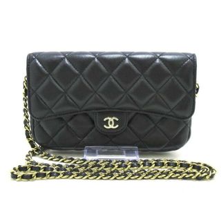 CHANEL - CHANEL(シャネル) 財布美品  マトラッセ AP2096 黒 フラップフォン ケース/チェーンウォレット/ゴールド金具 ラムスキン