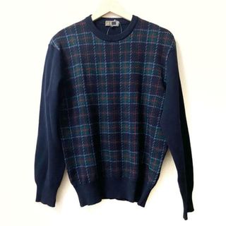 ダックス(DAKS)のDAKS(ダックス) 長袖セーター サイズL メンズ - ダークネイビー×レッド×マルチ クルーネック/チェック柄(ニット/セーター)