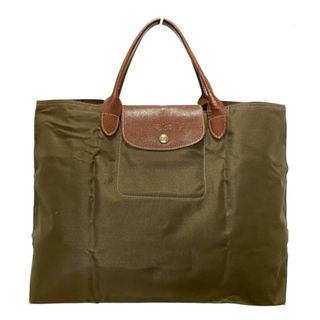 ロンシャン(LONGCHAMP)のLONGCHAMP(ロンシャン) ハンドバッグ ル・プリアージュオリジナル カーキ×ダークブラウン 折りたたみ ナイロン×レザー(ハンドバッグ)