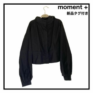 【moment +】　シャツ　フード付き　薄手　ブラック　長袖　レディース　M