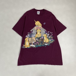 半袖Tシャツ　プリントデザイン　犬　紫(Tシャツ(半袖/袖なし))