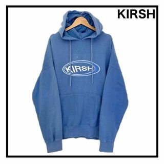 【KIRSH】　キルシー　刺繍デカロゴ入りパーカー　韓国　ブルー　フーディー　M(パーカー)