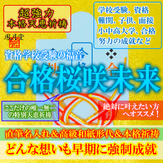 【本格祈祷 合格桜咲未来】学校 受験 資格 子供家族 縁結び 霊視占い お守り(その他)