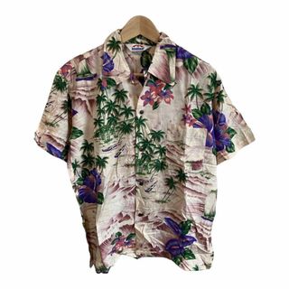 boonpal アロハ　シャツ　半袖　リゾート　花柄　レーヨン　ベージュ　L(Tシャツ/カットソー(半袖/袖なし))