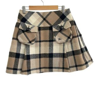 バーバリーブルーレーベル(BURBERRY BLUE LABEL)のBurberry Blue Label(バーバリーブルーレーベル) ミニスカート サイズ38 M レディース美品  - ベージュ×黒×アイボリー チェック柄(ミニスカート)