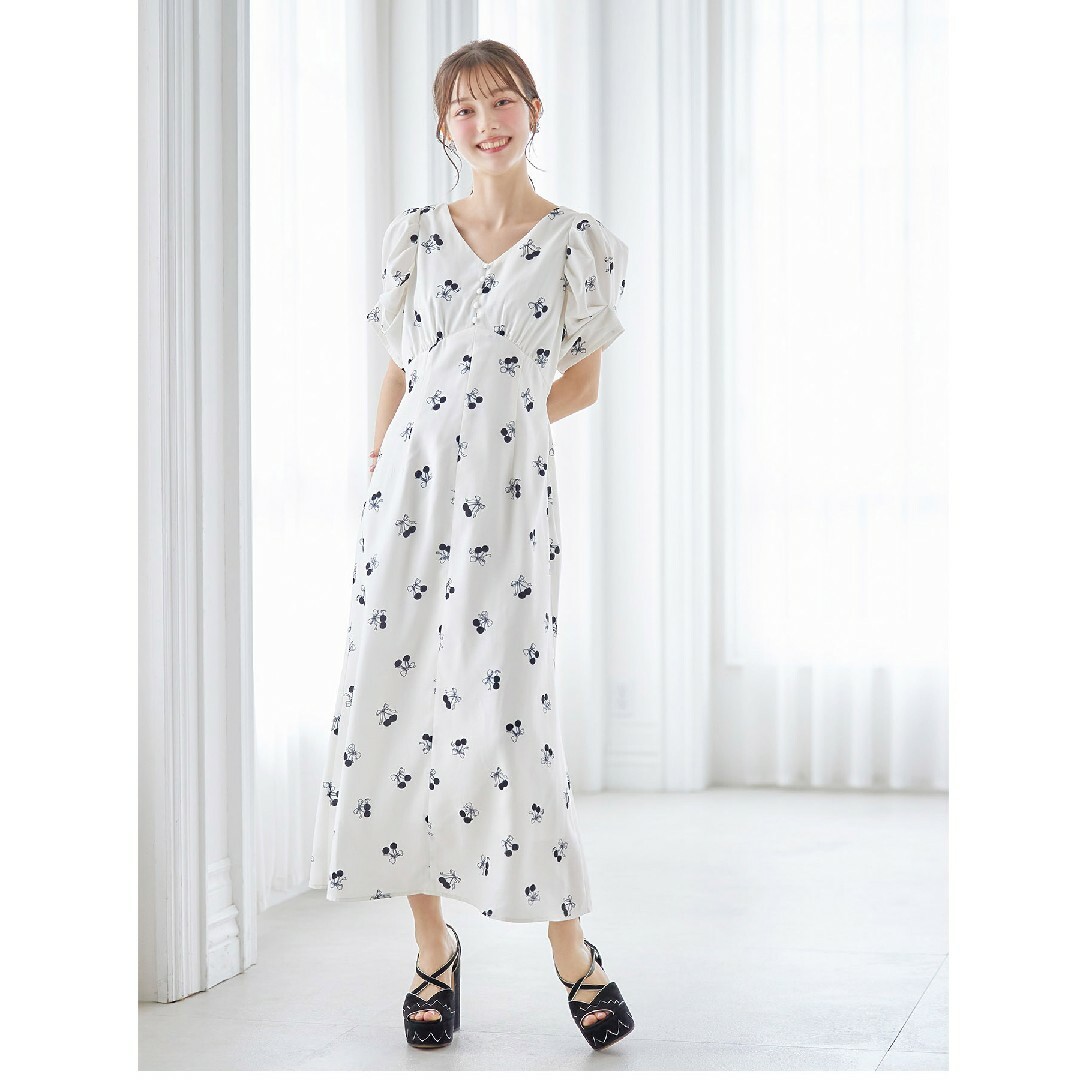 TOCCO closet(トッコクローゼット)のtocco トッコ チェリー柄ワンピース かわいい フルーツ 半袖 レディースのワンピース(ロングワンピース/マキシワンピース)の商品写真