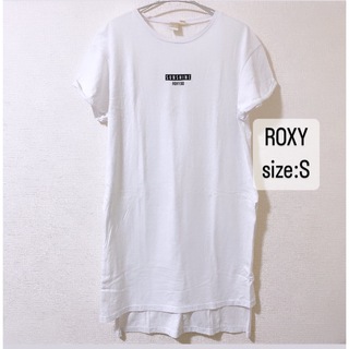 ロキシー(Roxy)のROXY   ロキシー　半袖　Tシャツ　ワンピ　ロゴ　スリット　メッシュ　s(ひざ丈ワンピース)