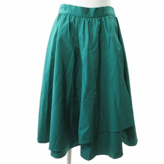 レイビームス(Ray BEAMS)のレイビームス タグ付 近年モデル ギャザースカート フレア 緑 約XS相当(ひざ丈スカート)