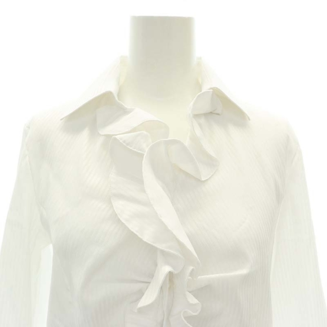 ナラカミーチェ フリルストライプシャツ ブラウス 長袖 白 レディースのトップス(シャツ/ブラウス(長袖/七分))の商品写真