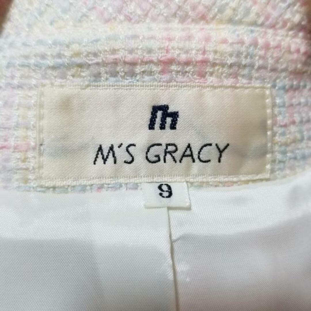 M'S GRACY(エムズグレイシー)のM'S GRACY(エムズグレイシー) スカートスーツ レディース美品  - 白×ライトピンク×マルチ チェック柄 レディースのフォーマル/ドレス(スーツ)の商品写真