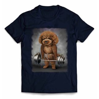 プードル 犬 いぬ 筋トレ ウエイトリフティング Tシャツ メンズ レディース(Tシャツ/カットソー(半袖/袖なし))