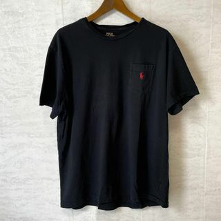 ポロラルフローレン(POLO RALPH LAUREN)のラルフローレン　胸ポケット付き　サイズＬ　刺繍ポニー付き　黒ブラック　メンズ古着(Tシャツ/カットソー(半袖/袖なし))