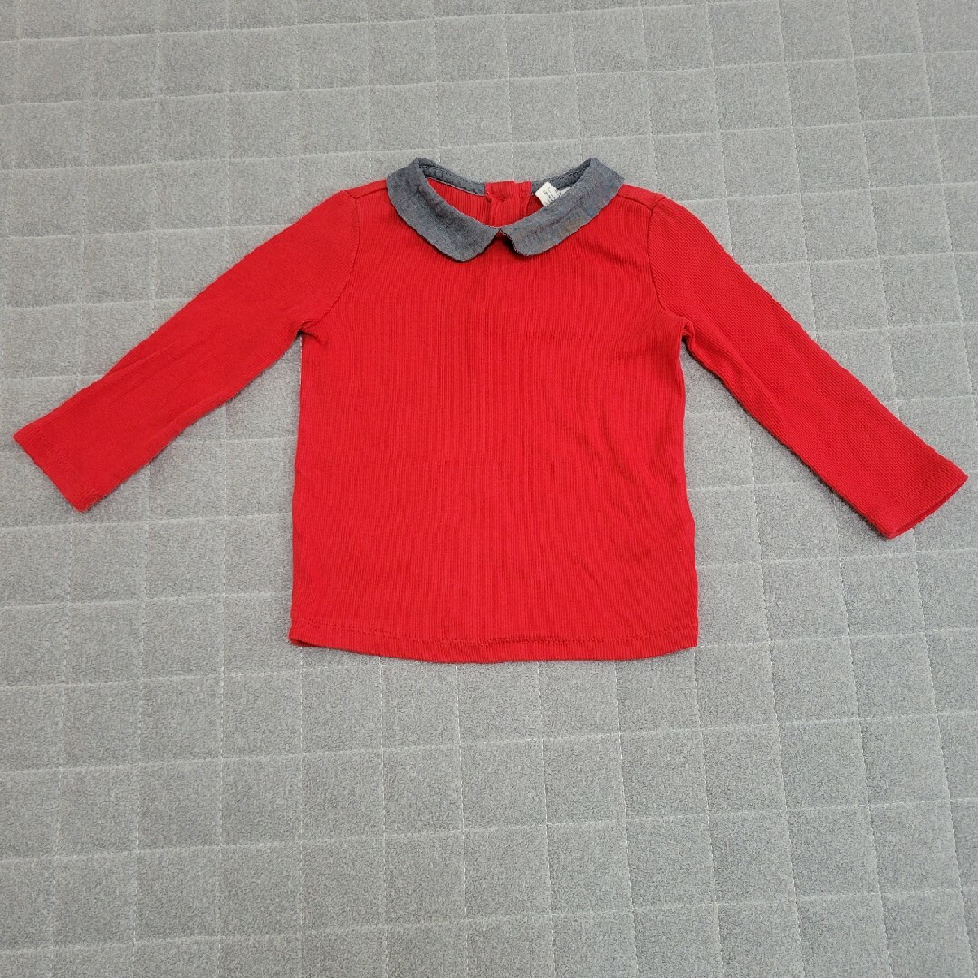 babyGAP(ベビーギャップ)のbabyGap トップス Tシャツ 長袖 80cm ブラウス 襟付き 赤 キッズ/ベビー/マタニティのベビー服(~85cm)(Ｔシャツ)の商品写真