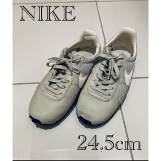 ナイキ(NIKE)の《NIKE》ナイキ　レザー　スニーカー　ライトグレー　24.5cm ブランド(スニーカー)