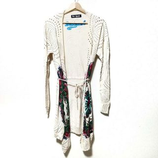 Desigual(デシグアル) カーディガン サイズXL レディース美品  - ベージュ×グリーン×マルチ 長袖/ロング丈