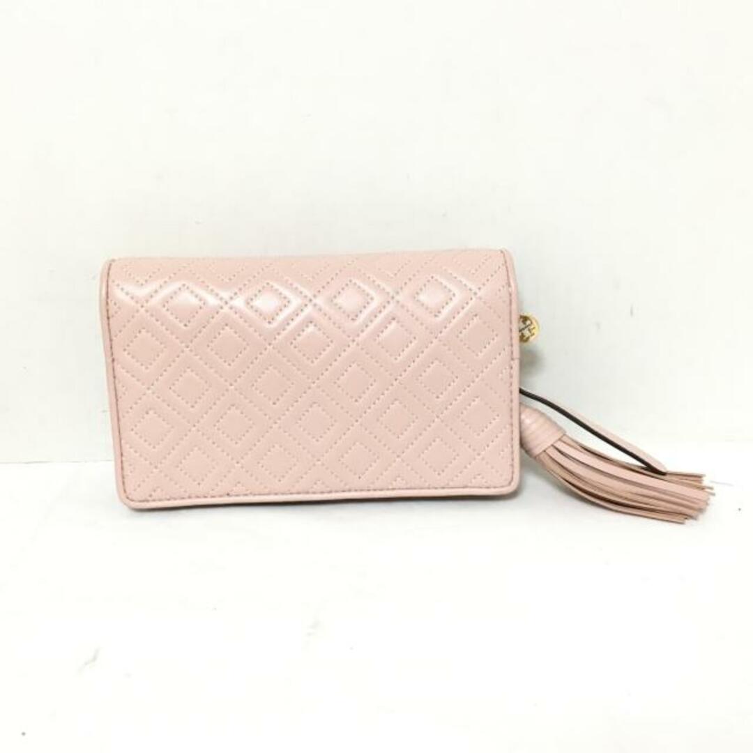 Tory Burch(トリーバーチ)のTORY BURCH(トリーバーチ) 財布美品  - ピンクベージュ チェーンウォレット/キルティング/タッセル レザー レディースのファッション小物(財布)の商品写真