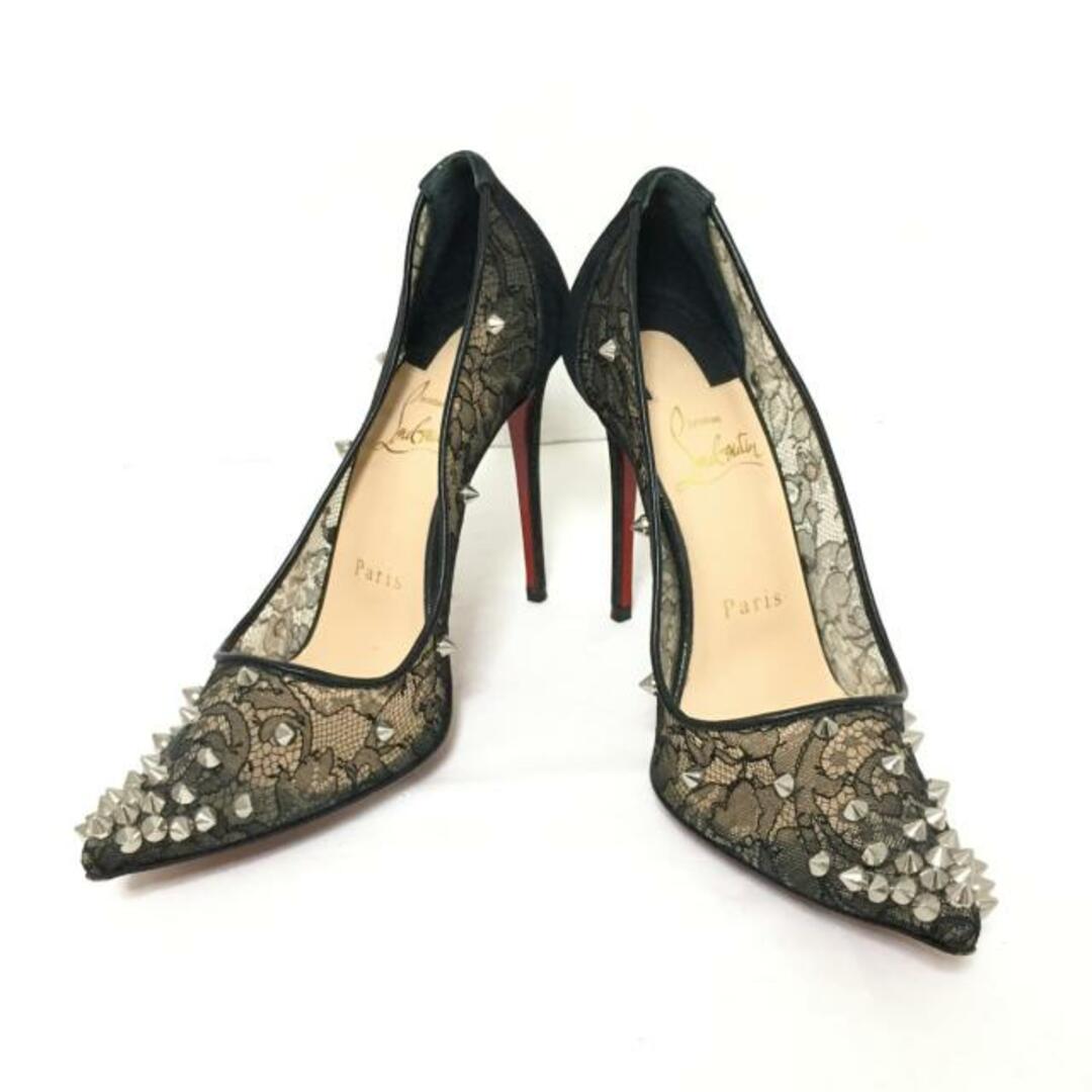 Christian Louboutin(クリスチャンルブタン)のCHRISTIAN LOUBOUTIN(クリスチャンルブタン) パンプス 36 1/2 レディース - 黒 レース/スタッズ/ラメ 化学繊維×スエード レディースの靴/シューズ(ハイヒール/パンプス)の商品写真