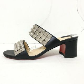 クリスチャンルブタン(Christian Louboutin)のCHRISTIAN LOUBOUTIN(クリスチャンルブタン) サンダル 36 1/2 レディース - 黒 スタッズ/アウトソール張替済 レザー(サンダル)