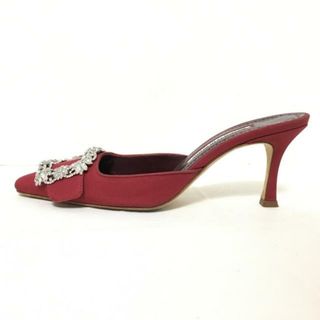 マノロブラニク(MANOLO BLAHNIK)のMANOLO BLAHNIK(マノロブラニク) ミュール 37 レディース メイセール レッド ビジュー サテン(ミュール)