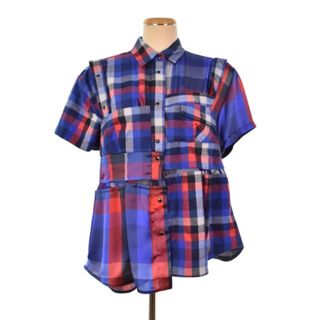 サカイ(sacai)のサカイ 22SS Plaid Shirt ドッキング ブラウス 半袖 チェック(シャツ/ブラウス(半袖/袖なし))