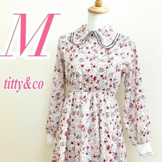 ティティアンドコー(titty&co)のティティーアンドコー　フレアワンピー 花柄 きれいめポリエステル100%(ひざ丈ワンピース)