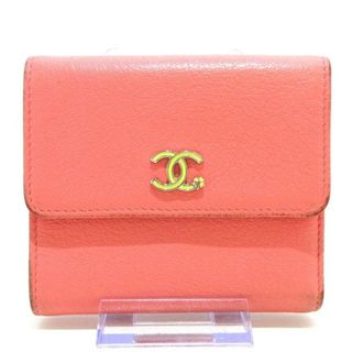 シャネル(CHANEL)のCHANEL(シャネル) 3つ折り財布 ラッキークローバー A84201 ピンク　 シルバー金具 ゴートレザー(財布)