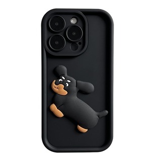【売れ筋商品】iPhone15　ケース　黒色　ダックスフント　犬　シンプル　可愛(iPhoneケース)