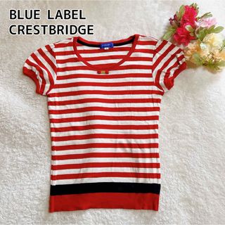 ブルーレーベルクレストブリッジ(BLUE LABEL CRESTBRIDGE)のブルーレーベルクレストブリッジ 半袖トップス ボーダー 赤 コットン100% (カットソー(半袖/袖なし))