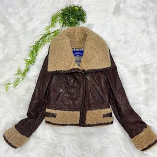 バーバリーブルーレーベル(BURBERRY BLUE LABEL)のバーバリーブルーレーベル ボア レザー ムートン ジャケット ライダース 羊革(ライダースジャケット)