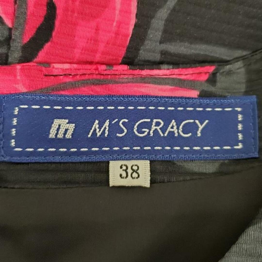 M'S GRACY(エムズグレイシー)のM'S GRACY(エムズグレイシー) ワンピース サイズ38 M レディース美品  黒×ピンク×ダークグレー バラ模様/バルーンスカート レディースのワンピース(その他)の商品写真