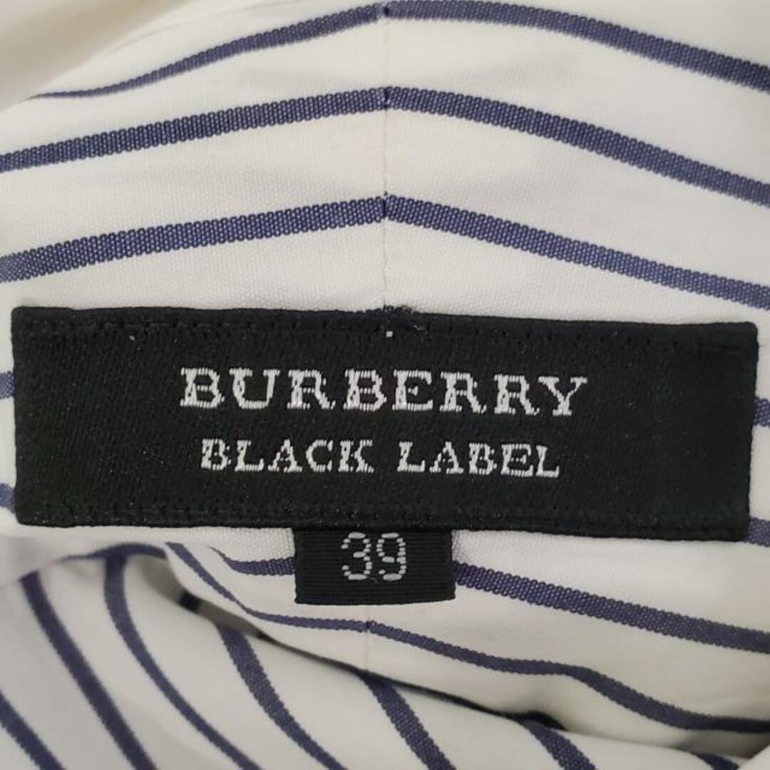 BURBERRY BLACK LABEL(バーバリーブラックレーベル)のBurberry Black Label(バーバリーブラックレーベル) 長袖シャツ サイズ39 メンズ 白×ネイビー ストライプ メンズのトップス(シャツ)の商品写真