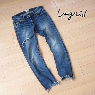 Ungrid - 美品 24 ungrid アングリッド フレイドヘムストスリ デニム