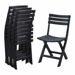 【色: ブラック】KAIHAOWIN ガーデンチェア 4脚セット 折りたたみ椅子(テーブル/チェア)