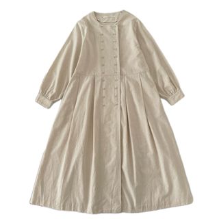 ネストローブ(nest Robe)の美品 HEAVENLY ヘブンリー 綿麻混紡 ノーカラー シャツワンピース 羽織(ロングワンピース/マキシワンピース)