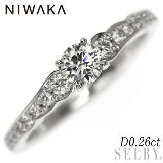 俄 Pt950 ダイヤモンド リング 0.26ct 花麗(リング(指輪))