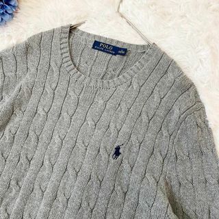 POLO RALPH LAUREN - 美品✨ポロラルフローレン　長袖ニット　サイズS グレー　ケーブル編　ポニー刺繍