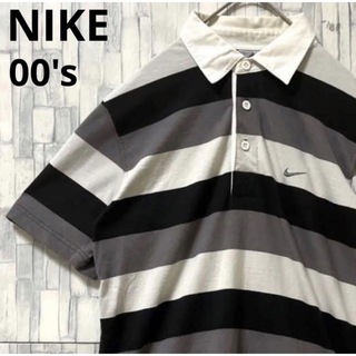 ナイキ(NIKE)のナイキ 半袖 ラガーシャツ ポロシャツ  スウォッシュ サイズSボーダー 00s(ポロシャツ)