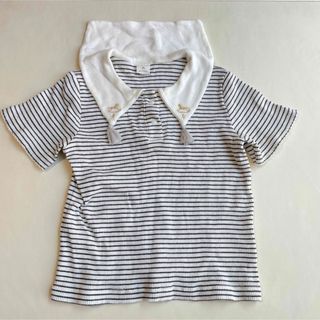 cottoli コトリ 半袖 セーラー襟 ボーダー リブ(Tシャツ/カットソー)