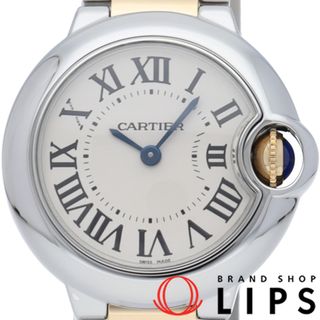 カルティエ(Cartier)のカルティエ バロン ブルー ウォッチ 28mm SM コンビ メーカーOH済(保証期間中) Ballon Bleu SM 28mm W69007Z3 修理書 K18YG/SS レディース時計 シルバー 仕上げ済 美品 【中古】(腕時計)