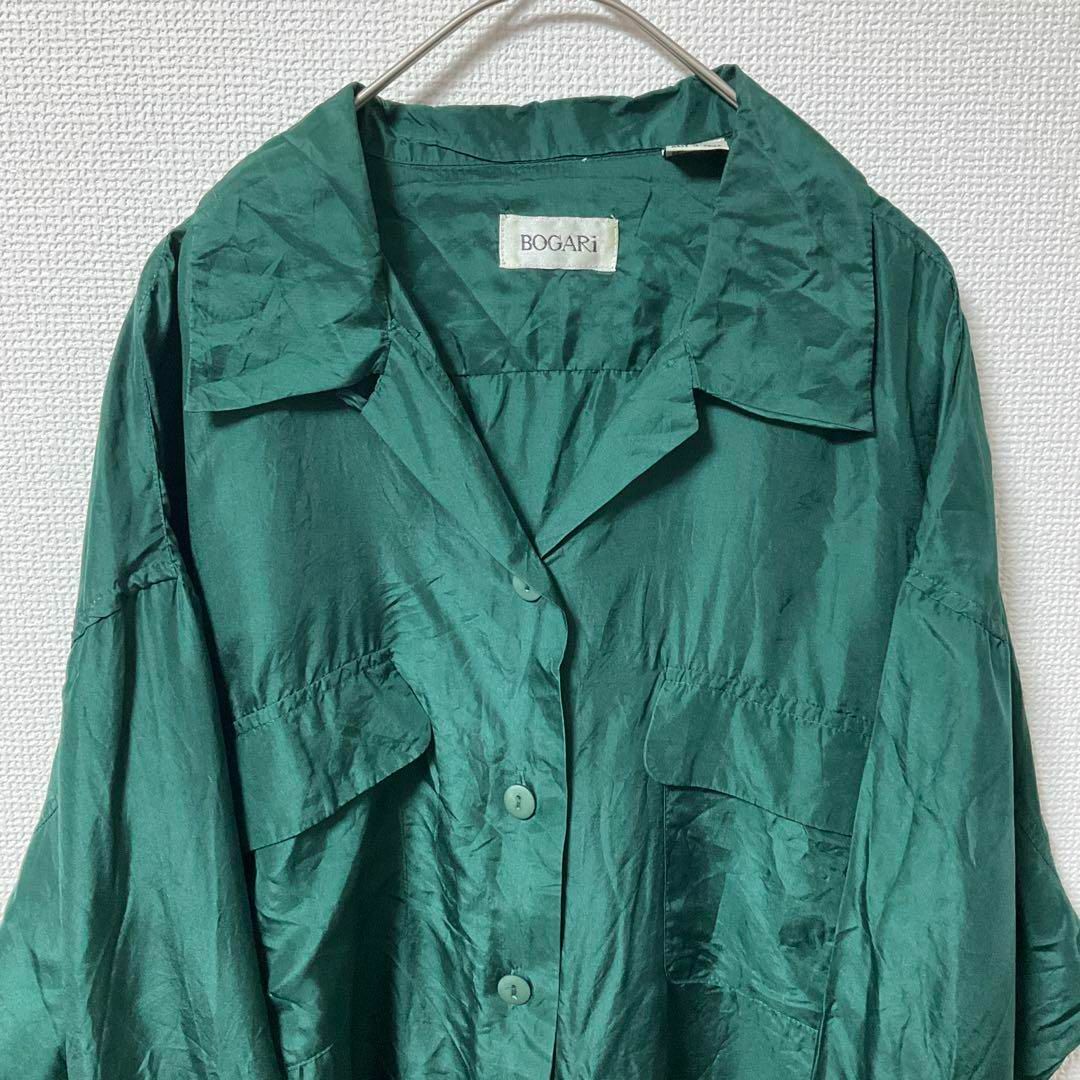 90s 古着 ノーブランド シルクシャツ L オープンカラー トップス メンズのトップス(Tシャツ/カットソー(七分/長袖))の商品写真