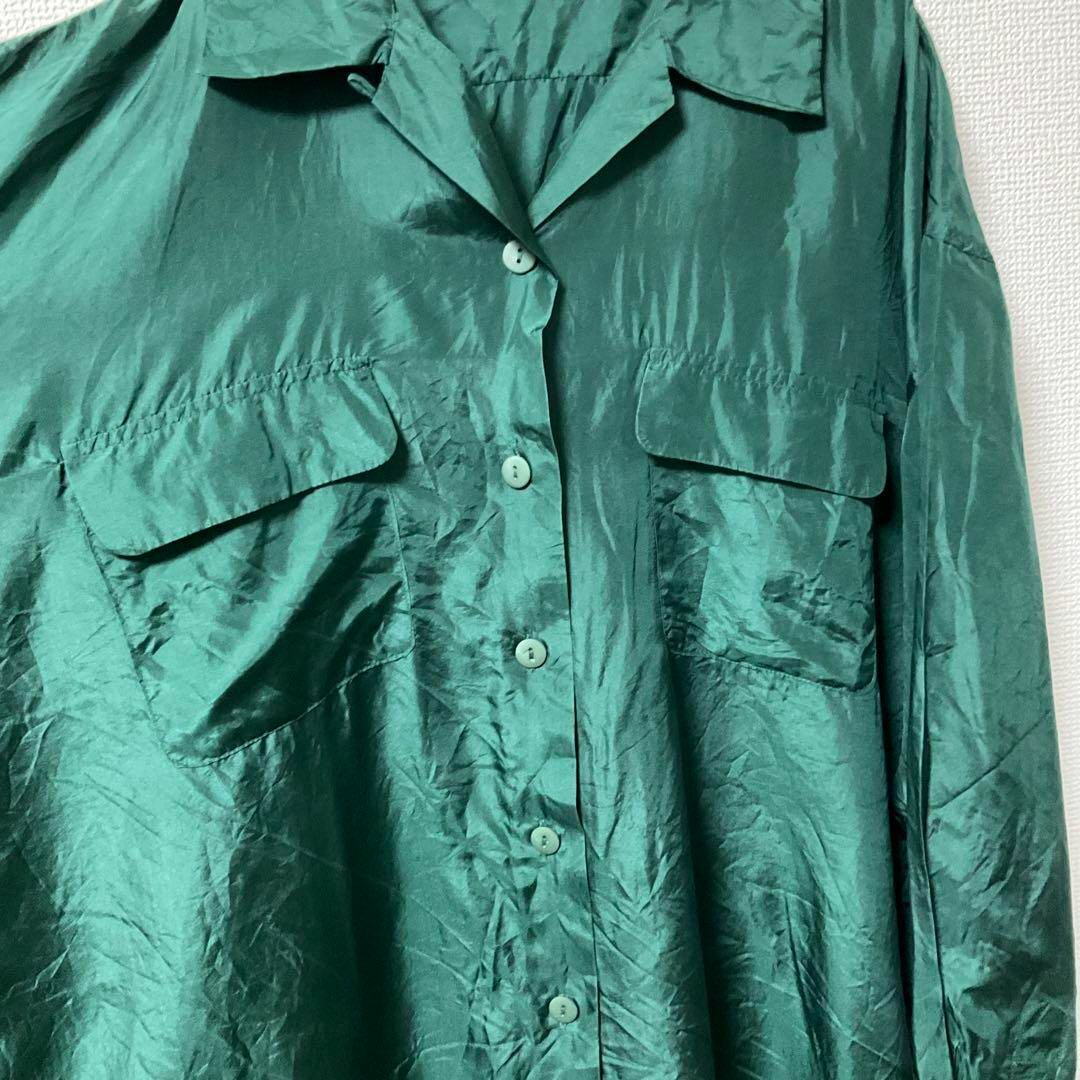 90s 古着 ノーブランド シルクシャツ L オープンカラー トップス メンズのトップス(Tシャツ/カットソー(七分/長袖))の商品写真