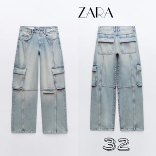 ザラ(ZARA)のZARA TRF カーゴ ミッドライズデニムパンツ(デニム/ジーンズ)