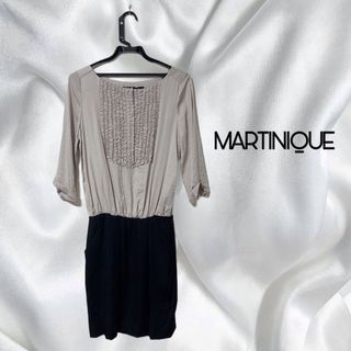 マルティニーク(martinique)の【美品】マルティニークMARTINIQUE ドッキングワンピース　フリル　日本製(ひざ丈ワンピース)